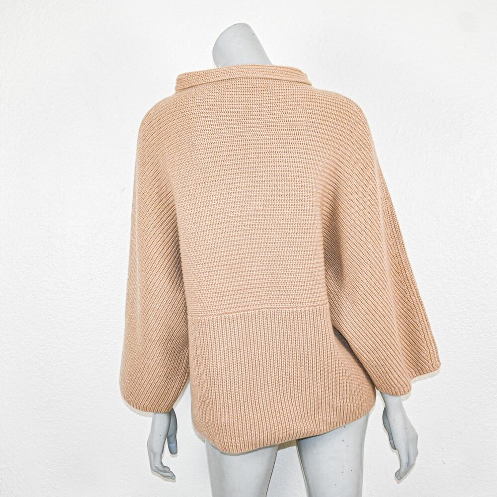 ST. JOHN Medium 100% Cashmere Mock Neck Sweater Beige knit - Picture 5 of 11
